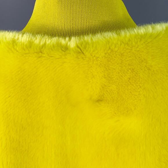 TIBI Size M Yellow Acrylic Textured Faux Fur Zip Up Oversized Bomber Jacket - Picture 4 of 9